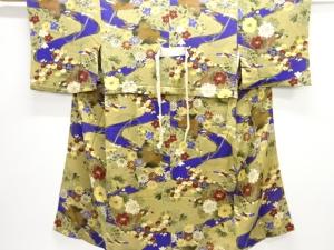 アンティーク　縮緬秋草に芙蓉模様長襦袢